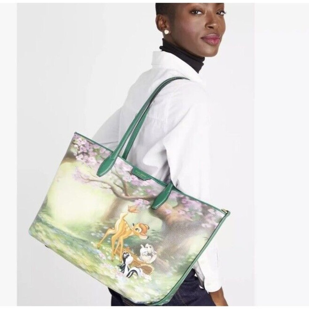 Disney x Kate Spade Bambi Thumper Sutton Tote Bag Purse Forest Scene NWT RARE - Picture 5 of 5